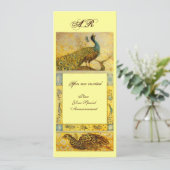 BREITE LIEBE PEACOCKS MONOGRAMM, braun-gelb Einladung (Stehend Vorderseite)