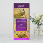 BREITE LIEBE PEACOCKS MONOGRAMM lila gelb Einladung (Stehend Vorderseite)