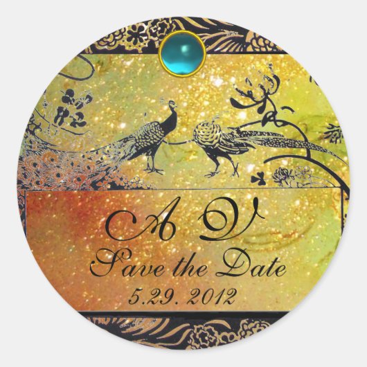 BREITE LIEBE VÖGEL MONOGRAM Schwarz-weiß Runder Aufkleber (Vorderseite)