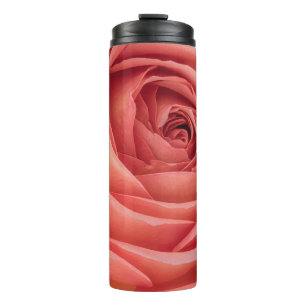 breite offene orange rosa Rosenblüte Innenherz mac Thermosbecher
