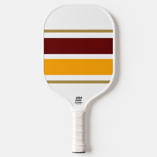 Breite Retro Tiefe Rot Gelbe Streifen Pickleball Schläger (Vorderseite)