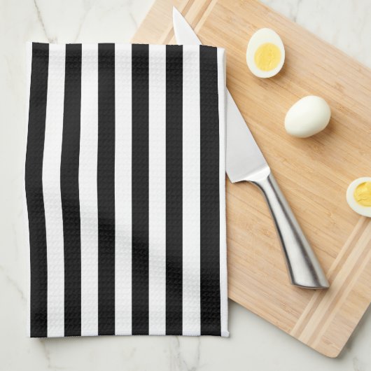Breite Schwarz-weiße Streifen Geschirrtuch (Viertel Falte)