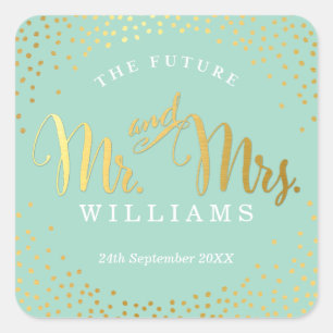 BREITE SIEGEL Stilvoll Mini-Süßigkeiten Minze Minz Quadratischer Aufkleber