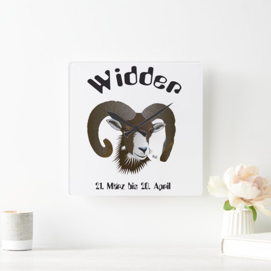 Breite — Sternzeichen Quadratische Wanduhr (Zuhause)