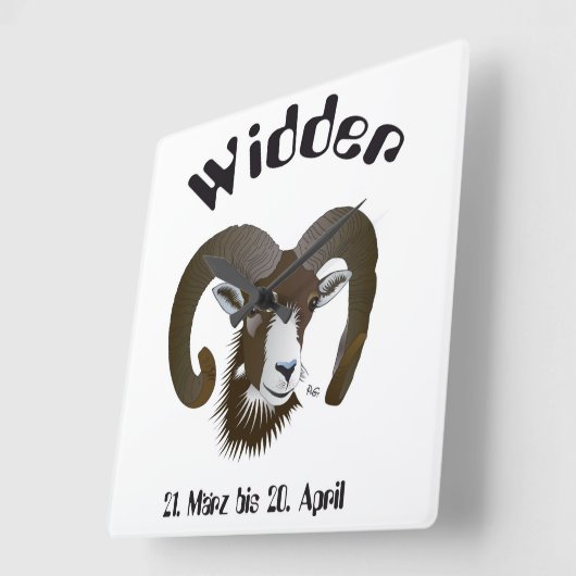Breite — Sternzeichen Quadratische Wanduhr (Winkel)