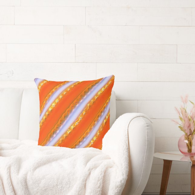 Breite Streifen in Eis bis gelblich-orangefarbene  Kissen (Liege)