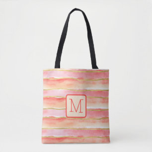 Breite Streifen Tangerine Farbbblock-Monogramm Tasche
