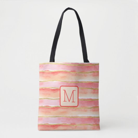Breite Streifen Tangerine Farbbblock-Monogramm Tasche (Vorderseite)