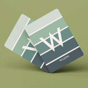 Breite tiefe grüne Streifen Monogramm Persönlich Spielkarten