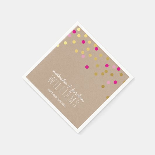 BREITE TISCH DECOR Konfetti Flecken Gold rosa Kran Serviette (Ecke)