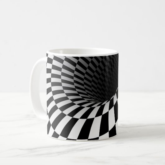 BREITE ÜBERPRÜFTE VORTEX-optische Illusion Kaffeetasse (Vorderseite Links)