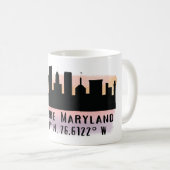 Breite und Länge der Baltimore Skyline Kaffeetasse (VorderseiteRechts)