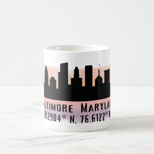Breite und Länge der Baltimore Skyline Kaffeetasse (Mittel)