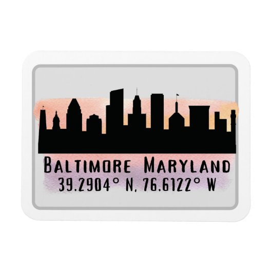 Breite und Länge der Baltimore Skyline Magnet (Horizontal)