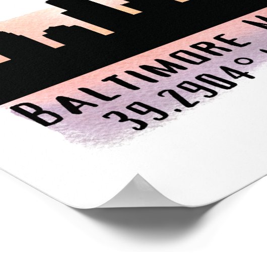 Breite und Länge der Baltimore Skyline Poster (Ecke)