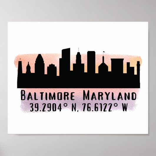 Breite und Länge der Baltimore Skyline Poster (Vorne)