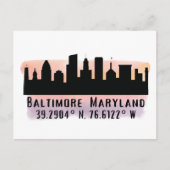 Breite und Länge der Baltimore Skyline Postkarte (Vorderseite)