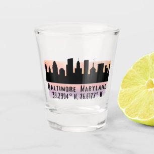 Breite und Länge der Baltimore Skyline Schnapsglas