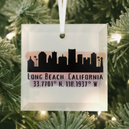 Breite und Länge der Long Beach Skyline Ornament Aus Glas