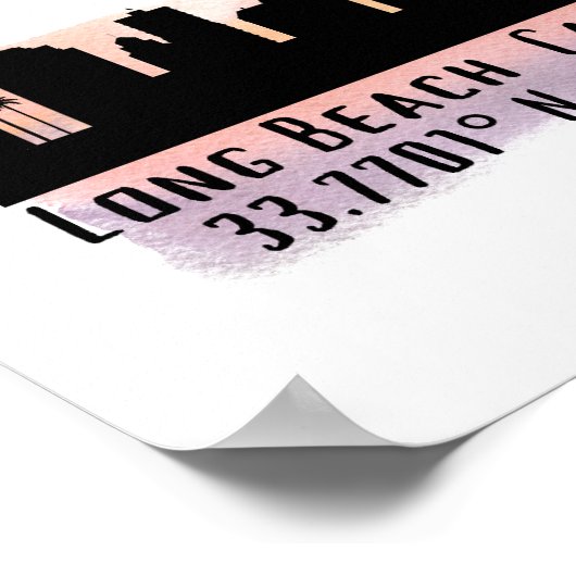 Breite und Länge der Long Beach Skyline Poster (Ecke)