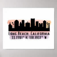 Breite und Länge der Long Beach Skyline