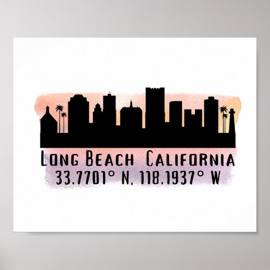 Breite und Länge der Long Beach Skyline Poster (Vorne)