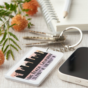 Breite und Länge der Long Beach Skyline Schlüsselanhänger