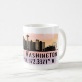 Breite und Länge der Skyline von Seattle City Kaffeetasse (VorderseiteRechts)