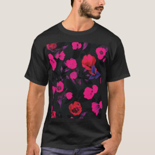 Breite Vintage, florale, stilisierte Tulpen. T-Shirt