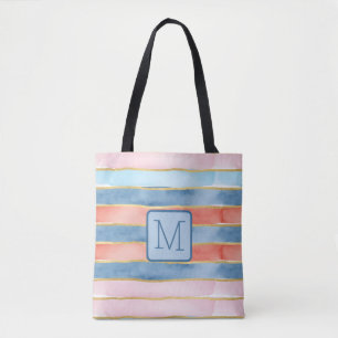 Breite Wasserfarbene Streifen-Blues-Colorblock-Mon Tasche