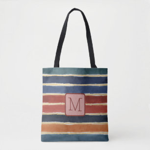 Breite Wasserfarbene Streifen Farbbblock-Monogramm Tasche