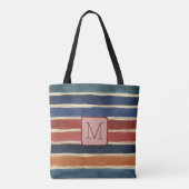 Breite Wasserfarbene Streifen Farbbblock-Monogramm Tasche (Rückseite)