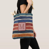 Breite Wasserfarbene Streifen Farbbblock-Monogramm Tasche (Von Nahem)