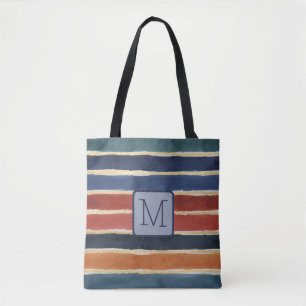 Breite Wasserfarbene Streifen Navy Farbbblock Mono Tasche