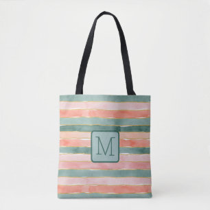 Breite Wasserfarbene Streifen Teals Farbblock Mono Tasche
