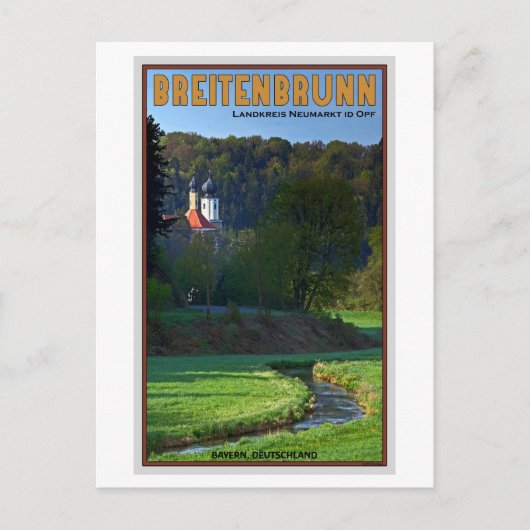 Breitenbrunn - Stream und Kirche Postkarte (Vorderseite)