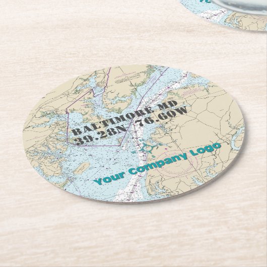 Breitengrad-Breitengrad-Maryland-Diagramm Runder Pappuntersetzer (Angewinkelt)