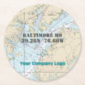 Breitengrad-Breitengrad-Maryland-Diagramm Runder Pappuntersetzer (Vorderseite)