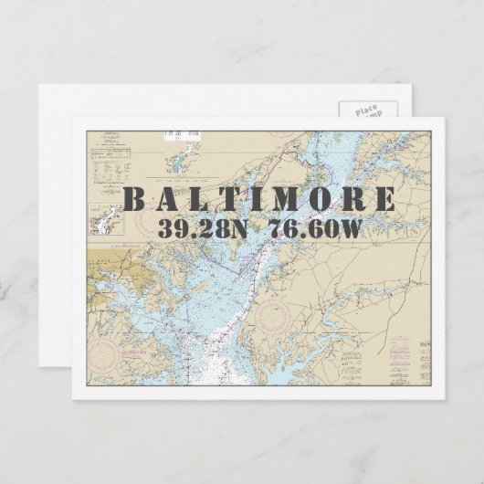 Breitengrad der Baltimore MD Postkarte (Vorne/Hinten)