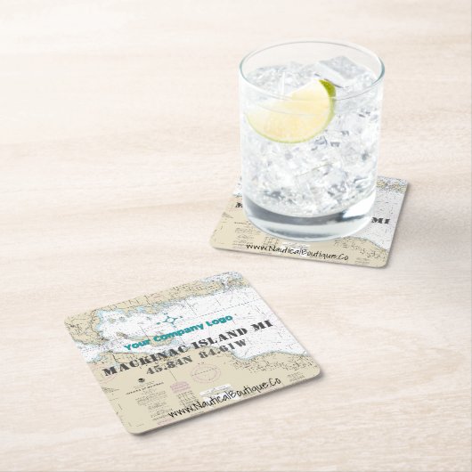 Breitengrad der Nautic-Logos Mackinac-Insel Rechteckiger Pappuntersetzer (Vor Ort)