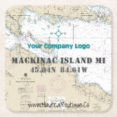 Breitengrad der Nautic-Logos Mackinac-Insel Rechteckiger Pappuntersetzer (Vorderseite)