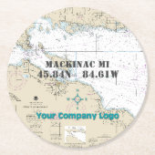 Breitengrad der Nautic-Logos Mackinac-Insel Runder Pappuntersetzer (Vorderseite)