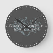 Breitengrad des Great Barrier Reef Runde Wanduhr (Vorderseite)
