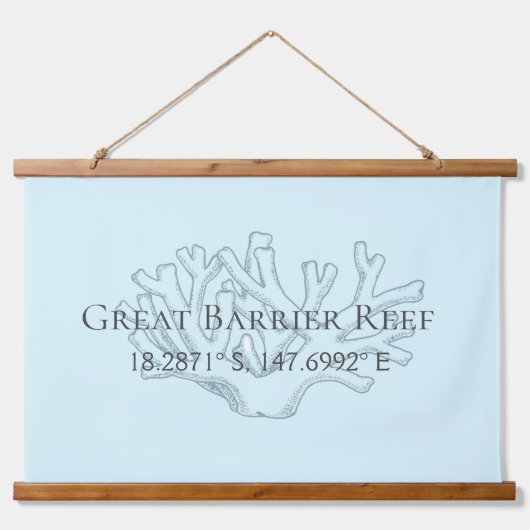 Breitengrad des Great Barrier Reef Wandteppich Mit Holzrahmen (Vorne)