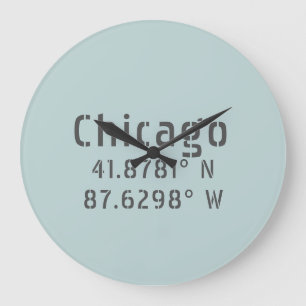 Breitengrad Längengrad Chicago Große Wanduhr