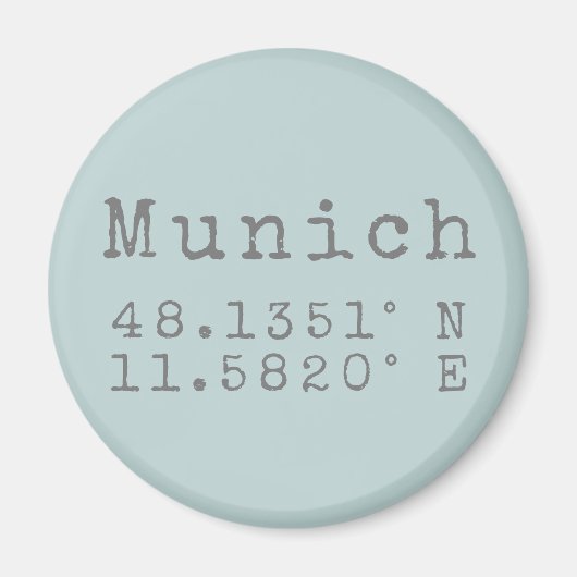 Breitengrad München und Längengrad Magnet (Vorne)