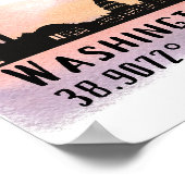 Breitengrad und Längengrad der Washington DC-Skyli Poster (Ecke)