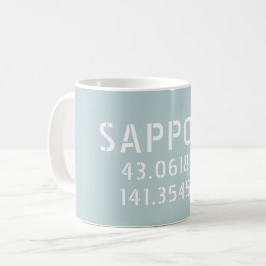 Breitengrad- und Längenkoordinaten Kaffeetasse (Vorderseite Links)