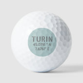 Breitengrad- und Längenkoordinaten von Turin Itali Golfball (Vorderseite)