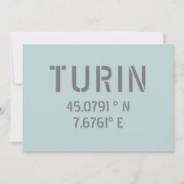 Breitengrad- und Längenkoordinaten von Turin Itali Karte